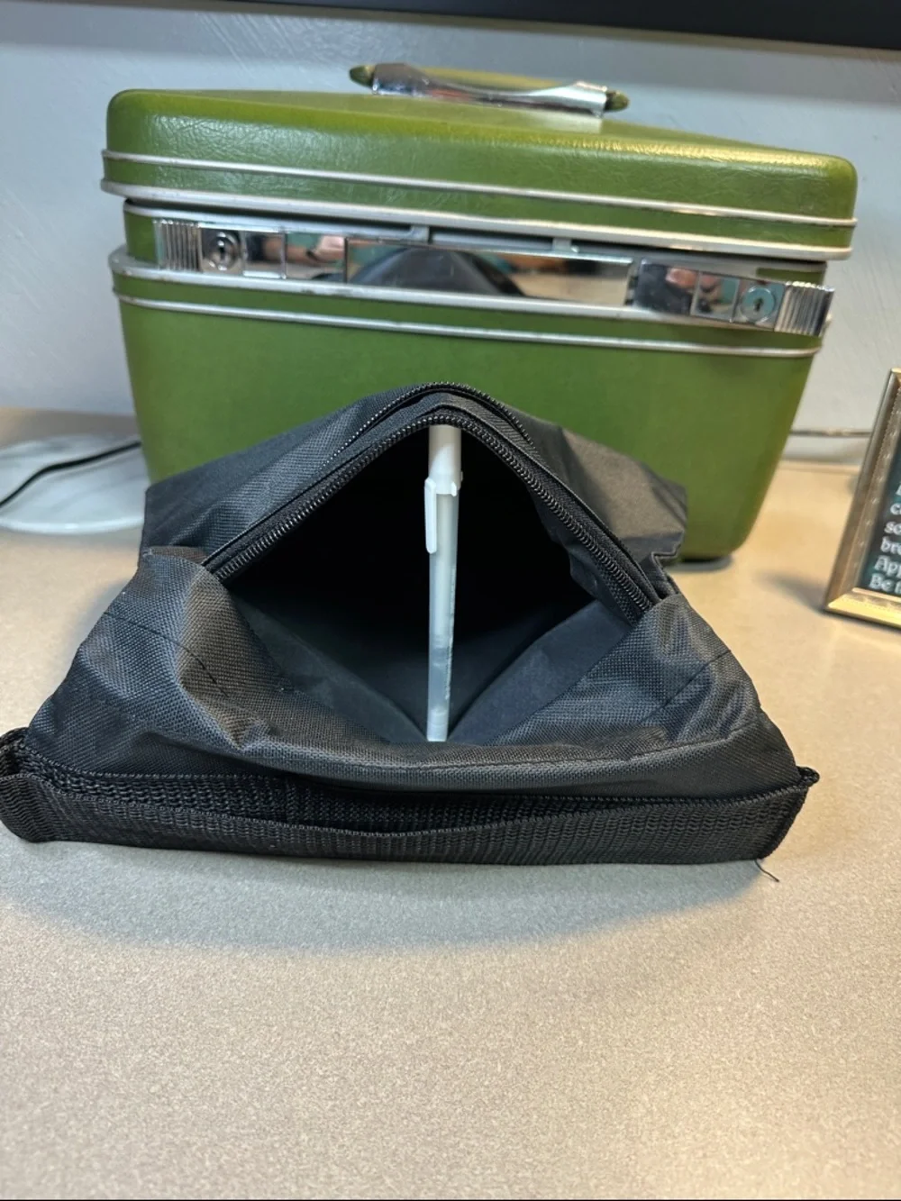 Black Armrest double zippered storage pouch with handle